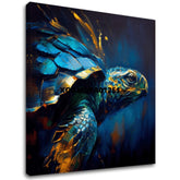 Поп арт слика на платно со мотив PREMIUM ART - Green Turtle Odyssey, океан, пејзаж, природа во сино-златно нијанси, мирна атмосфера, погоден за дневна соба – главна
