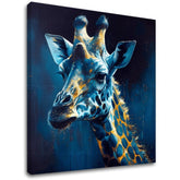 Поп арт слика на платно со мотив PREMIUM ART - Towering Majesty of Giraffe, пејзаж, природа во сино-златно нијанси, природа, погоден за работна соба – главна