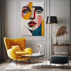 Модерна слика на платно со мотив луѓе во повеќебојн нијанси, смела атмосфера, погоден за дневна соба | Елегантна слика жени Túžba bozkávať – производ