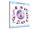 Модерна слика на платно со мотив Home exercise plan, мотивациски цитат, спортски мотив во бело-сино нијанси, енергична атмосфера, погоден за работна соба – производ