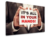 Арт деко слика на платно со мотив Its all in your hands, мотивациски цитат во бело-црвено нијанси, погоден за канцеларија | Мотивациска слика за ѕид Its all in your hands_001 – производ