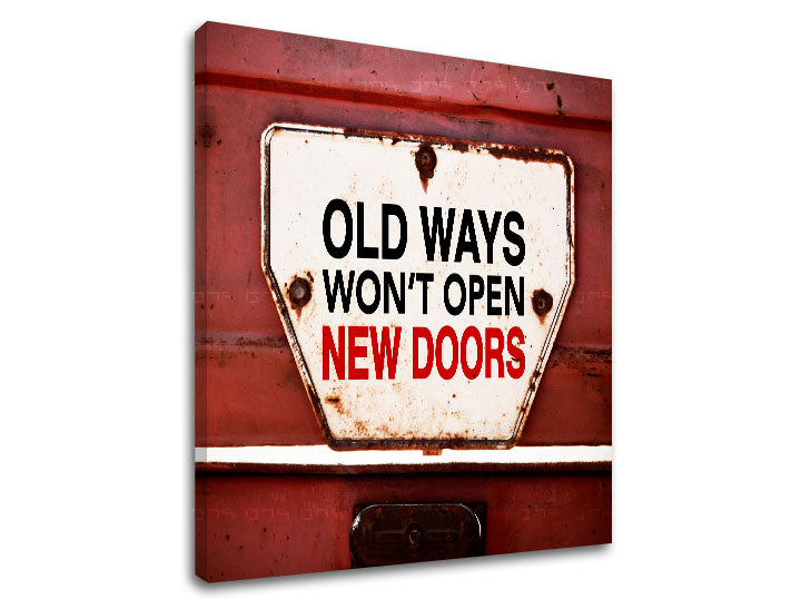 Винтиџ слика на платно со мотив Old ways, мотивациски цитат во бело-црвено нијанси, погоден за канцеларија | Мотивациска слика за ѕид Old ways_002 – производ