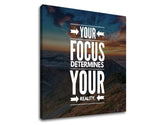 Поп арт слика на платно со мотив Your focus, планини, небо, облаци, залез на сонце во бело нијанси, инспиративна атмосфера, природа, погоден за канцеларија – производ