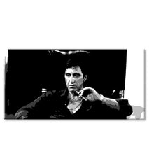 Поп арт слика на платно со мотив Nahnevaný Tony Montana s cigarou v ruke, автомобил, природа во бело-црно нијанси, интензивна атмосфера – производ, поглед 2