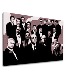 Поп арт слика на платно со мотив The Mafia family, автомобил во кафеаво-црвено нијанси, драматична атмосфера, семејство и сила и моќ, погоден за канцеларија – производ, поглед 2