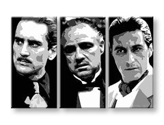 Модерна слика на платно со мотив The Godfather во црно-бело нијанси, драматична атмосфера, сила и моќ и семејство | Најголем MAFIÁNI na платно - The Godfather – производ