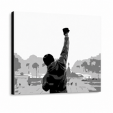 Рачно насликана ПОП-арт слика ROCKY 1 парче Rocky – 3D визуелизација на рачно сликана платно на бел фон. Доминантни бои: црна, бела, сива.
