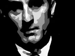 Рачно насликана слика на платно со мотив Goodfellas, маж во одело во црно-бело нијанси, драматична атмосфера, тајна | Рачно насликана POP Art слика Goodfellas – производ, поглед 2