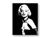 Рачно насликана слика на платно со мотив Marilyn Monroe во црно-бело нијанси, драматична атмосфера, слава и иконографија | Рачно насликана POP Art слика Marilyn Monroe – главна