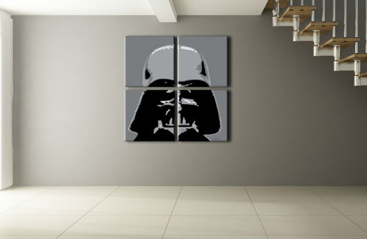 Рачно насликана слика со мотив STAR WARS во црно-бело нијанси | Рачно насликана POP Art слика STAR WARS, поп култура и иконографија – преглед