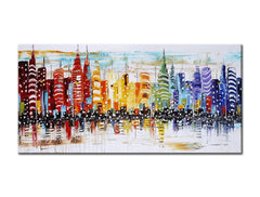 Рачно насликана ѕидна слика ГРАД 50 x 100 cm