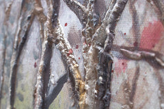 Рачно насликана слика на платно со мотив ПАРИЗ, Ајфелова кула, природа во бело-портокалово нијанси, романтична атмосфера, љубов, погоден за спална соба – производ, поглед 2