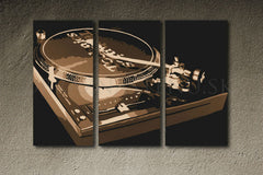 Рачно насликана слика на платно со мотив DJ во кафеаво нијанси, носталгична атмосфера, музичка историја | Рачно насликана POP Art слика DJ – производ
