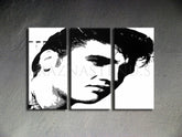 Рачно насликана слика на платно со мотив ELVIS во црно-бело нијанси, смела атмосфера, рок и рол и музичка историја | Рачно насликана POP Art слика ELVIS – производ
