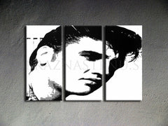 Рачно насликана слика на платно со мотив ELVIS во црно-бело нијанси, смела атмосфера, рок и рол и музичка историја | Рачно насликана POP Art слика ELVIS – производ