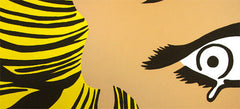 Рачно насликана слика на платно со мотив LICHTENSTEIN, коса во жолто-црно нијанси, меланхолична атмосфера, поп култура | Рачно насликана POP Art слика LICHTENSTEIN – производ, поглед 2