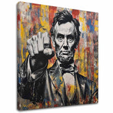 Модерна слика на платно со мотив Abraham Lincoln - Sila histórie во црно-жолто нијанси, сила и моќ | Слика Abraham Lincoln - Sila histórie – главна