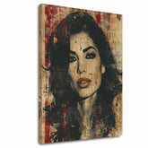 Модерна слика на платно со мотив Amy Winehouse - Hlboký поглед duše во беж-црно нијанси, дрска атмосфера, убавина | Слика Amy Winehouse - Hlboký поглед duše – главна