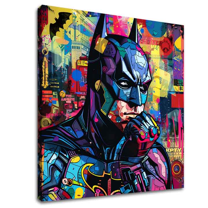 Модерна слика на платно со мотив Batman: Grafická ikona, енергична атмосфера, поп култура | Слика Batman: Grafická ikona – главна