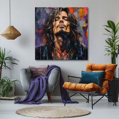 Модерна слика на платно со мотив Chris Cornell - Hlas grunge scény во виолетово-портокалово нијанси, рок и рол | Слика Chris Cornell - Hlas grunge scény – производ, поглед 2