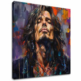 Модерна слика на платно со мотив Chris Cornell - Hlas grunge scény во виолетово-портокалово нијанси, рок и рол | Слика Chris Cornell - Hlas grunge scény – главна