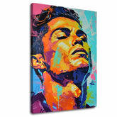 Модерна слика на платно со мотив Cristiano Ronaldo - Energia víťaza во портокалово-виолетово нијанси, енергична атмосфера, слава | Слика Cristiano Ronaldo - Energia víťaza – главна
