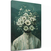 Модерна слика на платно со мотив Flower Head, цвеќиња во кремово нијанси, етерична атмосфера, раст и развој | Слика Flower Head – главна