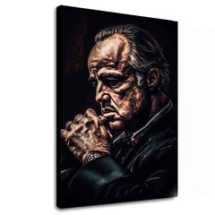 Модерна слика на платно со мотив Godfather: Moc и rešpekt во црно нијанси, мрачна атмосфера, сила и моќ и семејство | Слика Godfather: Moc и rešpekt – главна