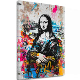 Модерна слика на платно со мотив Graffiti Mona na платно во црно-бело нијанси, енергична атмосфера | Слика Graffiti Mona na платно – главна
