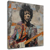 Модерна слика на платно со мотив Jimi Hendrix - Gitarová poézia во сино нијанси, музичка историја | Слика Jimi Hendrix - Gitarová poézia – главна