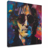 Модерна слика на платно со мотив John Lennon - Farebné predstavy во сино-црно нијанси, енергична атмосфера, рок и рол и поп култура – главна