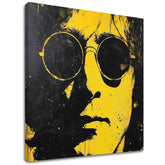 Модерна слика на платно со мотив John Lennon - Žltý одраз reality во црно-жолто нијанси, смела атмосфера, иконографија | Слика John Lennon - Žltý одраз reality – главна