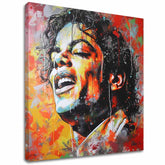 Модерна слика на платно со мотив Michael Jackson - Hlas generácií во црвено-златно нијанси, енергична атмосфера | Слика Michael Jackson - Hlas generácií – главна