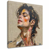 Модерна слика на платно со мотив Michael Jackson - Melódia vášne во беж-кафеаво нијанси, слава и носталгија | Слика Michael Jackson - Melódia vášne – главна