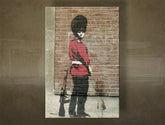 Класична слика на платно со мотив Street ART – Banksy, пејзаж, море и плажа во виолетово-сино нијанси, меланхолична атмосфера, повеќеделна изведба – главна