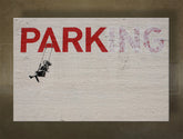 Класична слика на платно со мотив Street ART – Banksy, детски мотив, природа во беж-црвено нијанси, носталгична атмосфера, погоден за канцеларија – главна