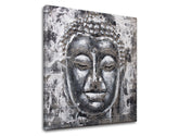 Индустриска слика на платно со мотив BUDHA, Buddha во бело-сиво нијанси, мирна атмосфера, vnútorný mier, погоден за спална соба | Слика на платно BUDHA – производ