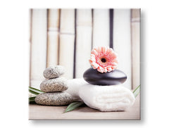 Класична слика на платно со мотив FENG SHUI, цвеќиња, природа во бело-беж нијанси, мирна атмосфера, природа, погоден за дневна соба | Слика на платно FENG SHUI_053-12 – главна