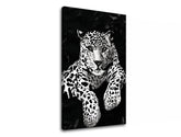 Модерна слика на платно со мотив GEPARD 001 во бело-црно нијанси, интензивна атмосфера, природа и сила и моќ, погоден за канцеларија | Слика на платно GEPARD 001 – производ