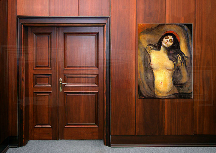 Слика на платно MADONNA - Edvard Munch - слика на платно закачена во ентериер на модерна дневна соба, елегантна ѕидна декорација, квалитетен печат на платно