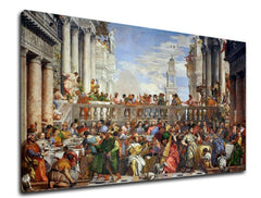 Поп арт слика на платно со мотив Paolo Veronese - Svadba v Káne Galilejskej во сино-зелено нијанси, свечена атмосфера, погоден за кујна – производ