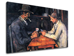 Винтиџ слика на платно со мотив Paul Cézanne - Hráči kariet, детски мотив во беж-кафеаво нијанси, контемплативна атмосфера, погоден за работна соба – производ