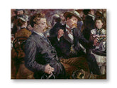 Модерна слика на платно со мотив Adolf Menzel - Na pivnej záhrade, куче во кафеаво-бело нијанси, градски живот | Слика на платно Adolf Menzel - Na pivnej záhrade – производ