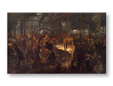 Модерна слика на платно со мотив Adolph Menzel - Valcovňa železa во црно-жолто нијанси | Слика на платно Adolph Menzel - Valcovňa železa – производ