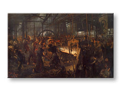 Модерна слика на платно со мотив Adolph Menzel - Valcovňa železa во црно-жолто нијанси | Слика на платно Adolph Menzel - Valcovňa železa – производ