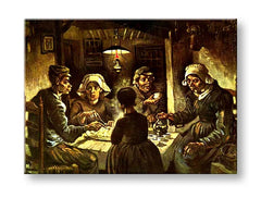 Винтиџ слика на платно со мотив Vincent van Gogh - Jedáci zemiakov, мапа, природа во беж-кафеаво нијанси, мрачна атмосфера, погоден за кујна – производ, поглед 2
