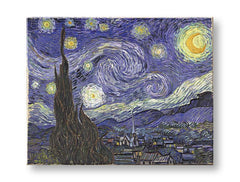 Винтиџ слика на платно со мотив Vincent van Gogh - Hviezdna noc, ноќно небо, ѕвезди, мапа, природа во бело-сино нијанси, погоден за работна соба – производ, поглед 2