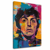 Рачно насликана слика на платно со мотив Paul McCartney - Beatlesovský génius во жолто-виолетово нијанси, енергична атмосфера | Слика Paul McCartney - Beatlesovský génius – главна