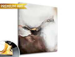 Рачно насликана слика на платно со мотив PREMIUM ART – Abstrakt Zahmlený štít, пејзаж во бело-беж нијанси, мирна атмосфера, погоден за дневна соба – производ