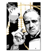 Рачно насликана слика на платно со мотив PREMIUM ART – The Godfather, автомобил во бело-златно нијанси, драматична атмосфера | Слики на платно - PREMIUM ART – The Godfather – производ, поглед 2